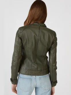 Maze Damen Lederjacke in grün
