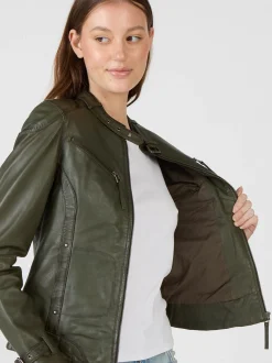 Maze Damen Lederjacke in grün