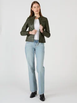 Maze Damen Lederjacke in grün