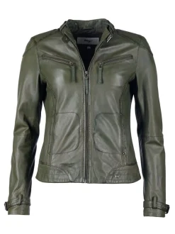 Maze Damen Lederjacke in grün
