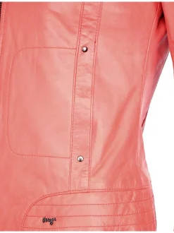 Maze Damen Lederjacke in koralle