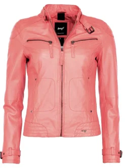 Maze Damen Lederjacke in koralle