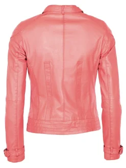 Maze Damen Lederjacke in koralle