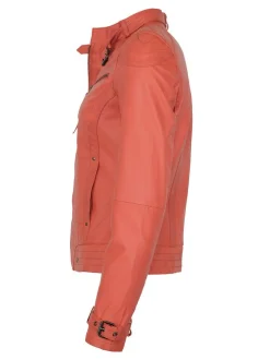 Maze Damen Lederjacke in koralle