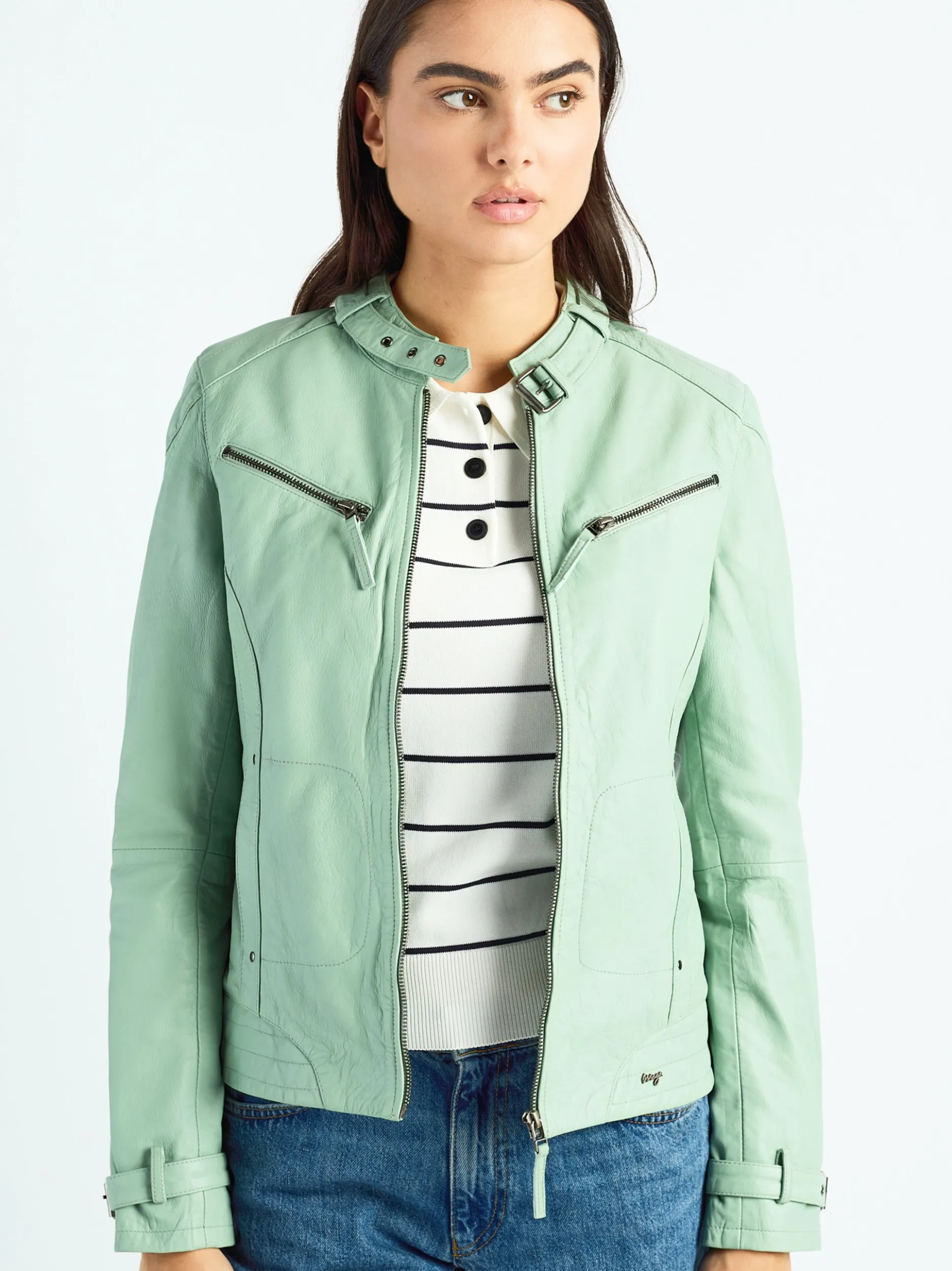 Maze Damen Lederjacke in mint