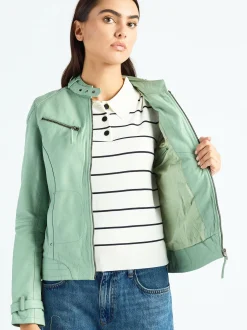 Maze Damen Lederjacke in mint