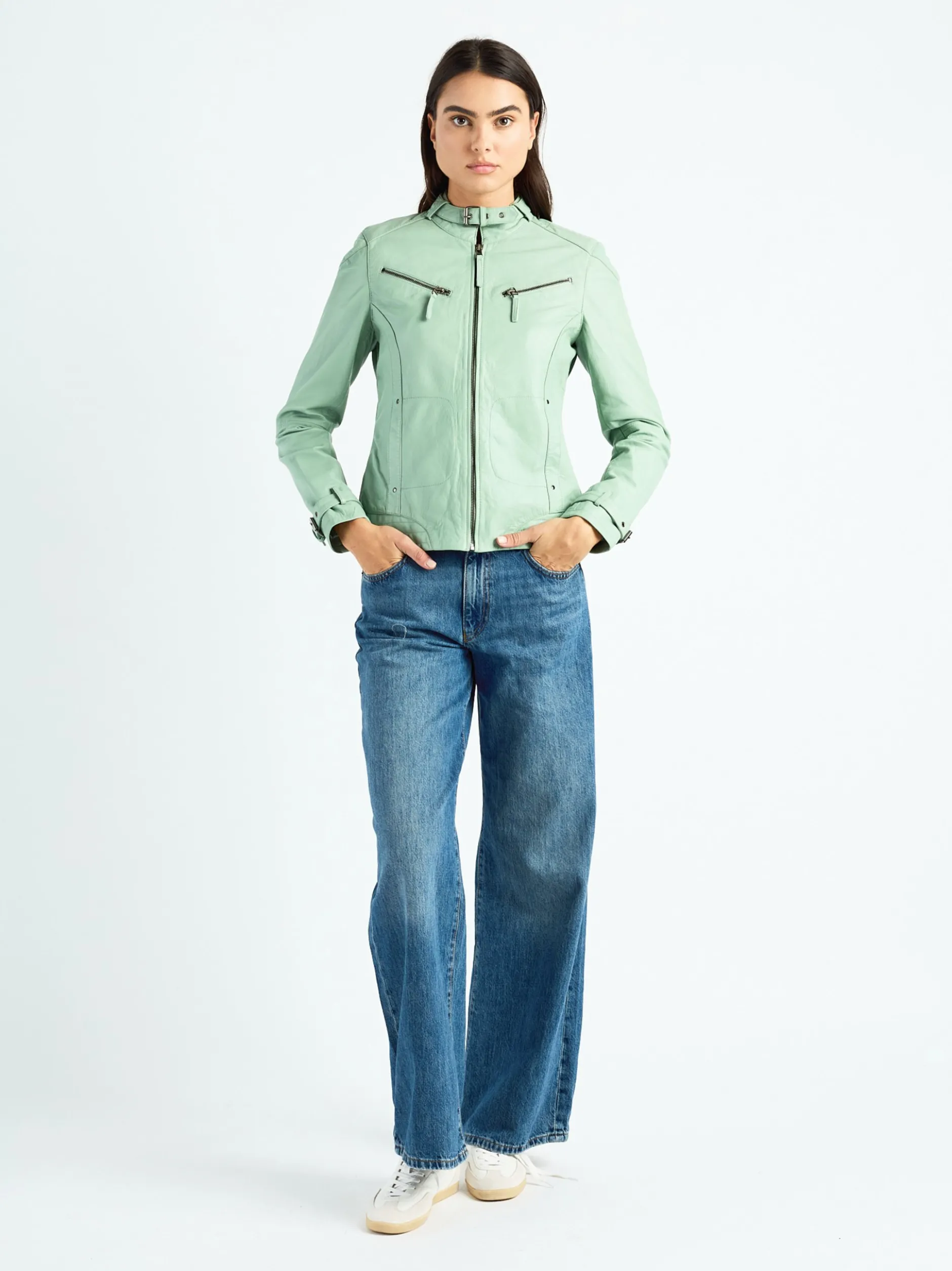 Maze Damen Lederjacke in mint