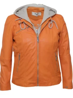 Maze Damen Lederjacke in orange