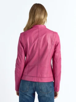 Maze Damen Lederjacke in pink