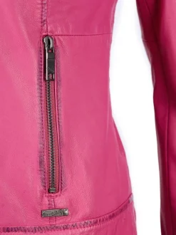 Maze Damen Lederjacke in pink