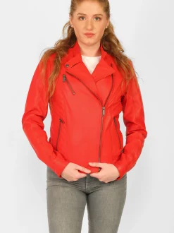 Maze Damen Lederjacke in rot