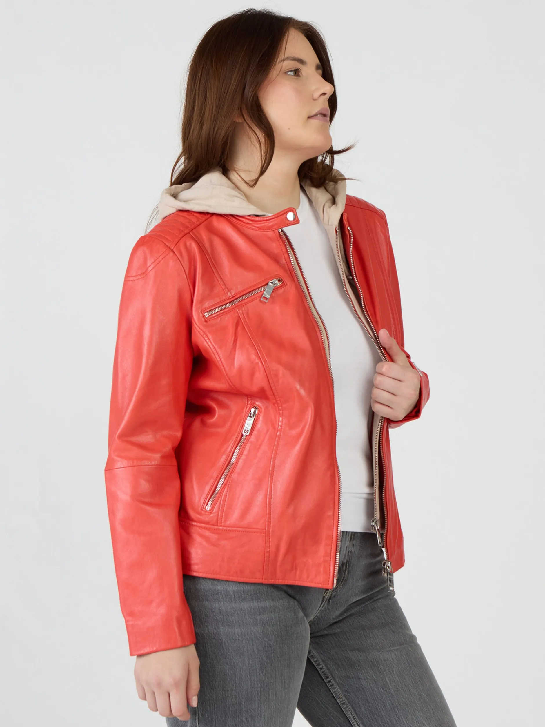 Maze Damen Lederjacke in rot