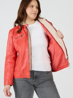 Maze Damen Lederjacke in rot