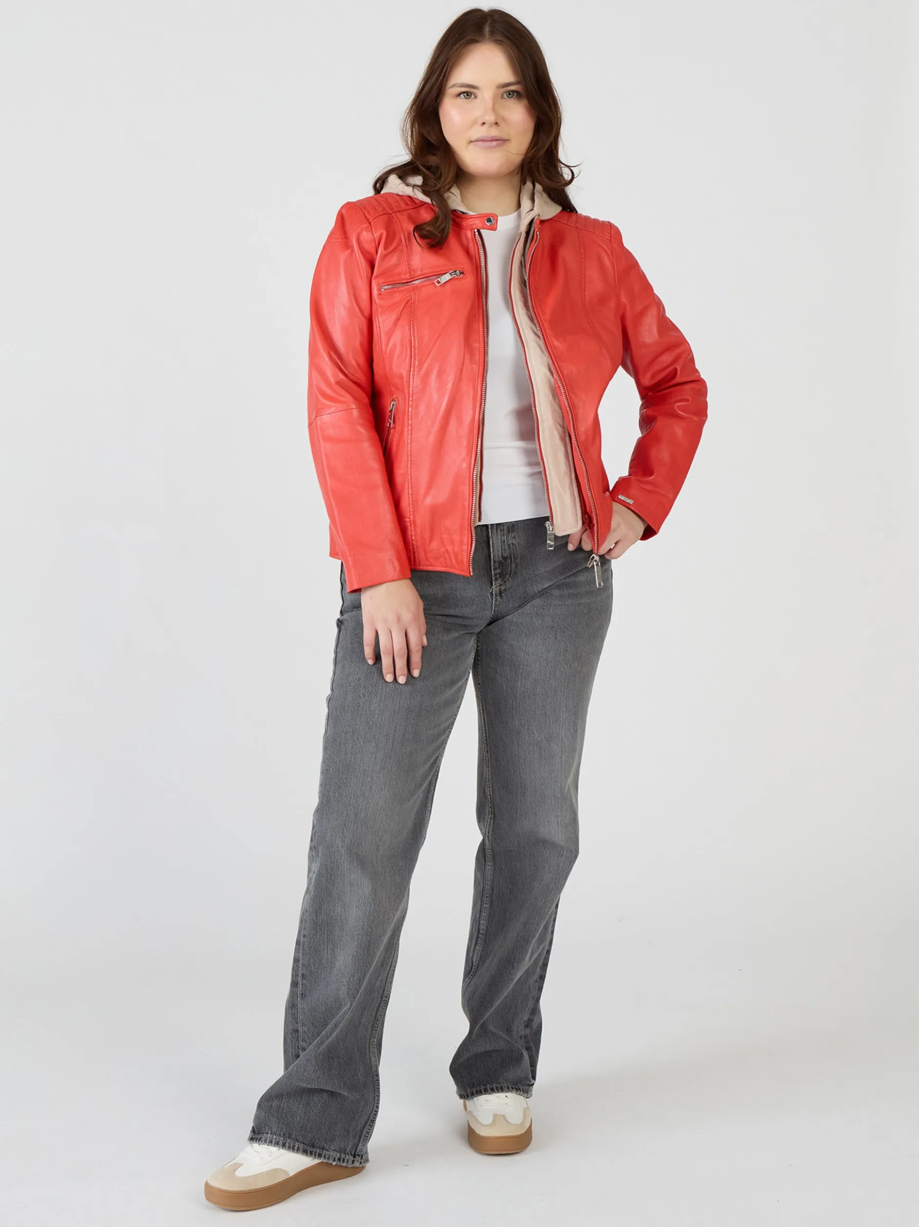 Maze Damen Lederjacke in rot
