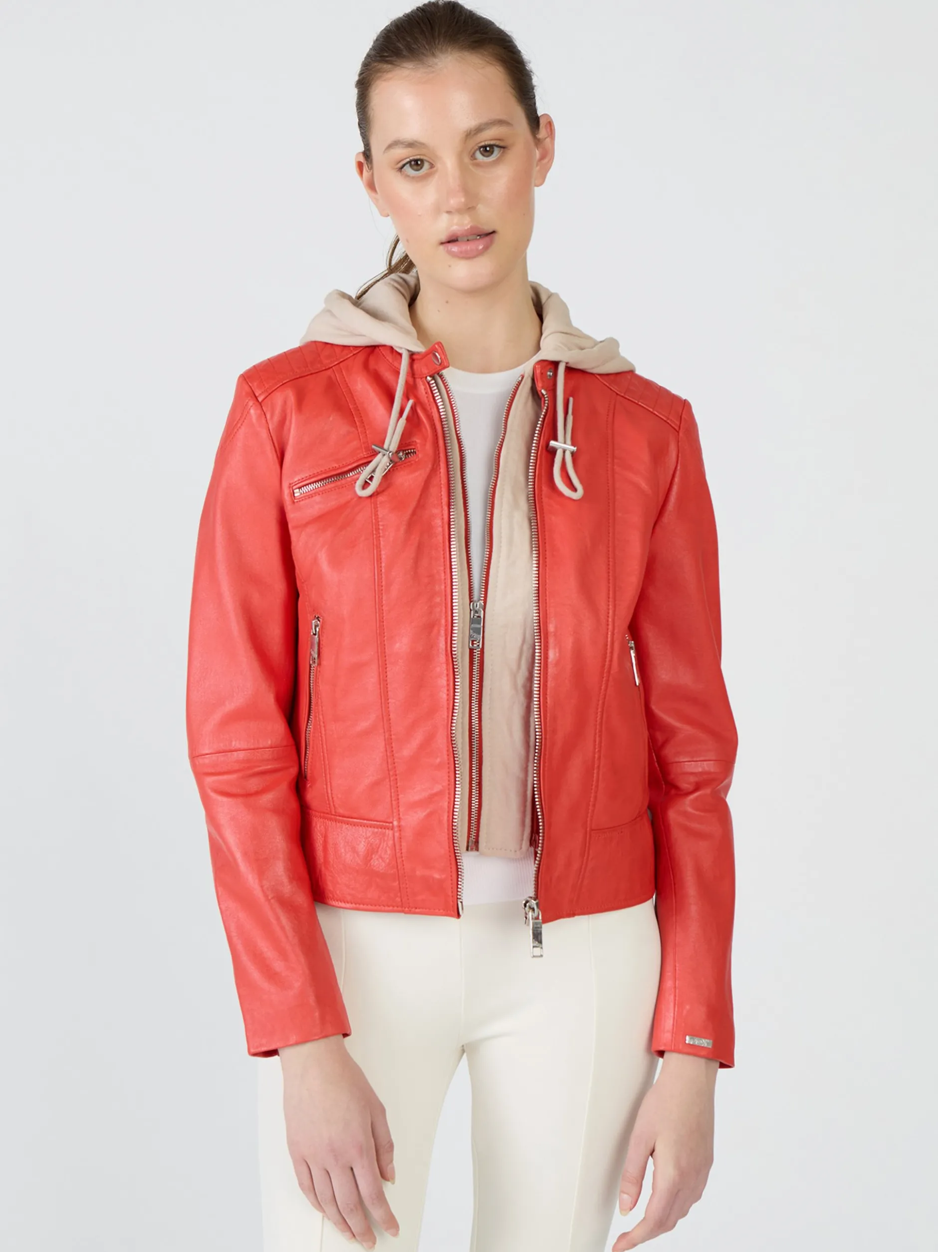 Maze Damen Lederjacke in rot