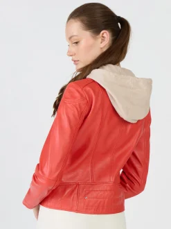 Maze Damen Lederjacke in rot