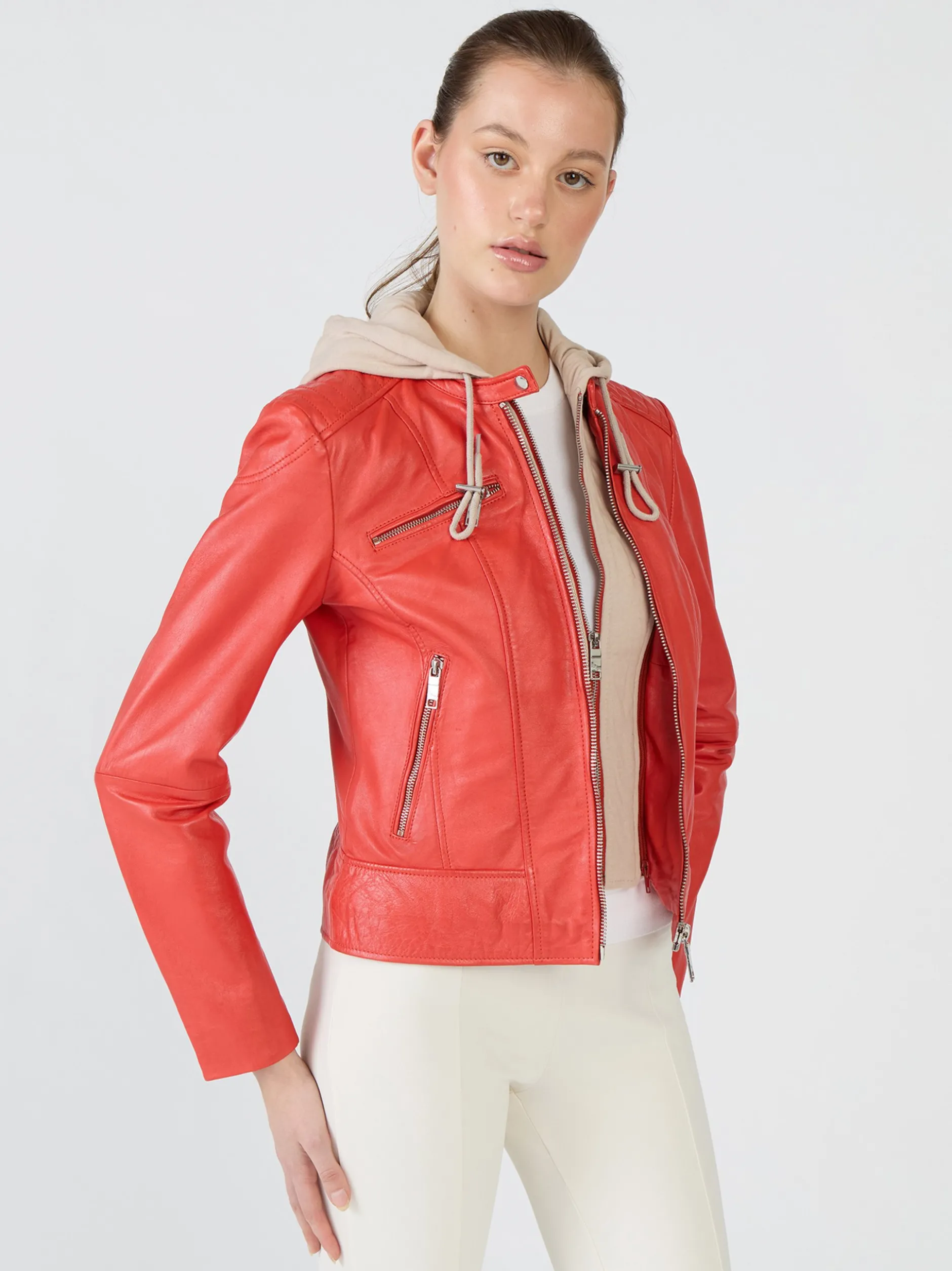 Maze Damen Lederjacke in rot