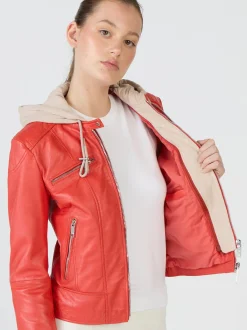 Maze Damen Lederjacke in rot