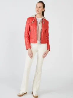 Maze Damen Lederjacke in rot