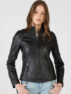 Maze Damen Lederjacke in schwarz