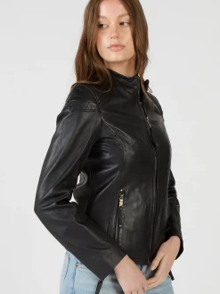 Maze Damen Lederjacke in schwarz
