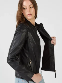 Maze Damen Lederjacke in schwarz