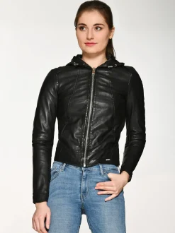 Maze Damen Lederjacke in schwarz