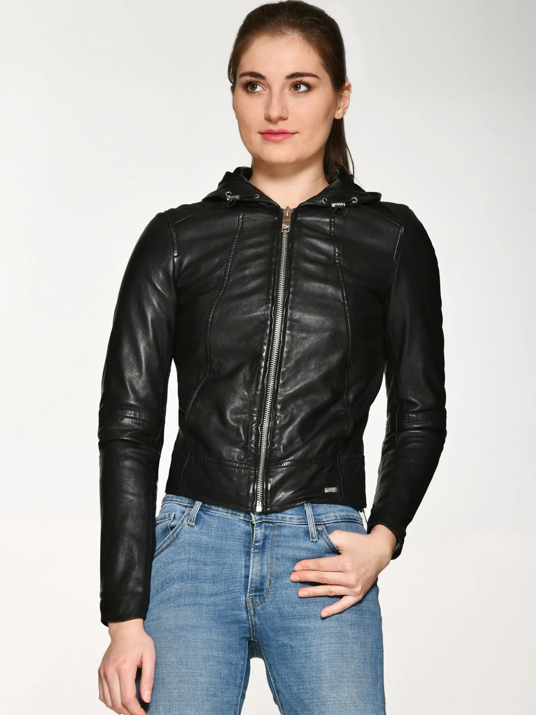 Maze Damen Lederjacke in schwarz