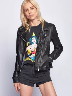 Maze Damen Lederjacke in schwarz