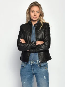 Maze Damen Lederjacke in schwarz