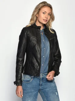 Maze Damen Lederjacke in schwarz