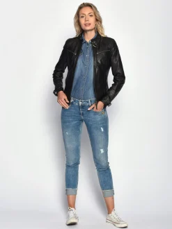 Maze Damen Lederjacke in schwarz