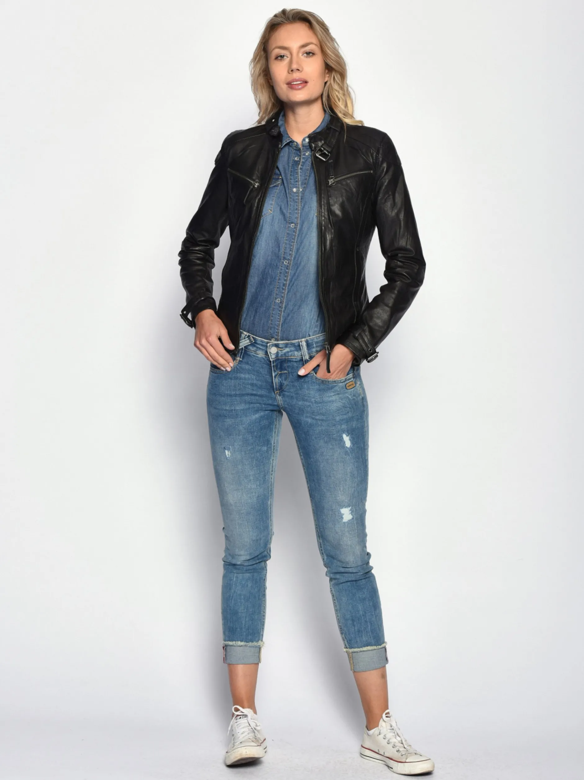 Maze Damen Lederjacke in schwarz