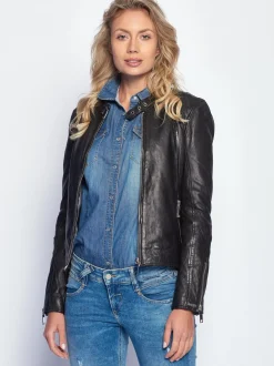 Maze Damen Lederjacke in schwarz
