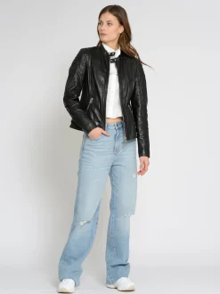 Maze Damen Lederjacke in schwarz