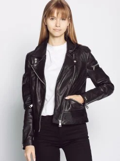 Maze Damen Lederjacke in schwarz