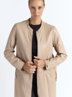 Maze Damen Ledermantel in beige