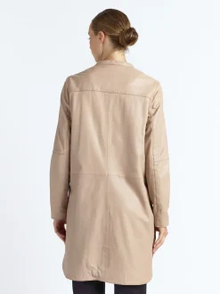 Maze Damen Ledermantel in beige