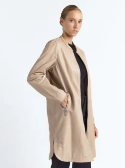 Maze Damen Ledermantel in beige
