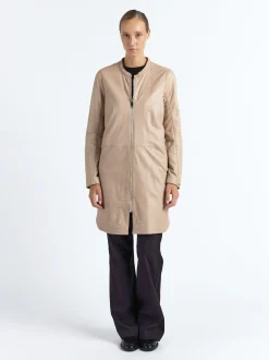Maze Damen Ledermantel in beige