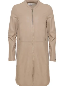 Maze Damen Ledermantel in beige