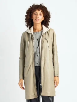 Maze Damen Ledermantel in grau