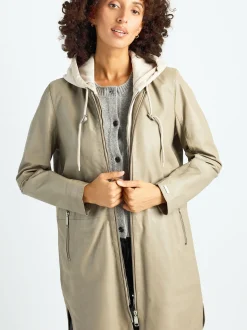 Maze Damen Ledermantel in grau