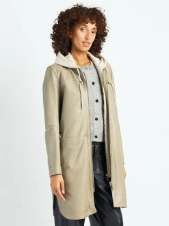 Maze Damen Ledermantel in grau