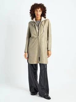 Maze Damen Ledermantel in grau