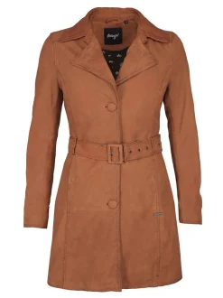 Maze Damen Ledermantel in mocca