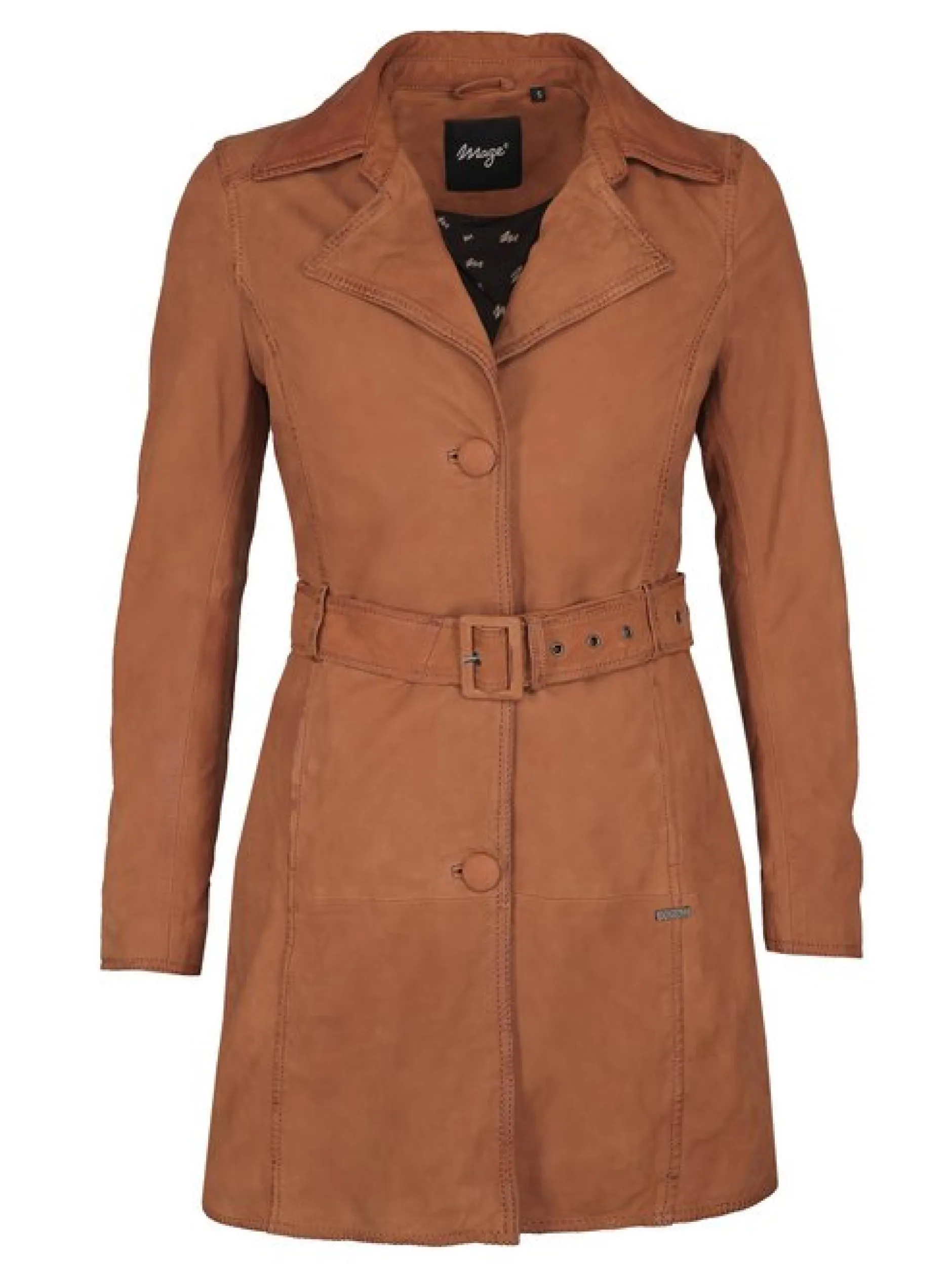 Maze Damen Ledermantel in mocca
