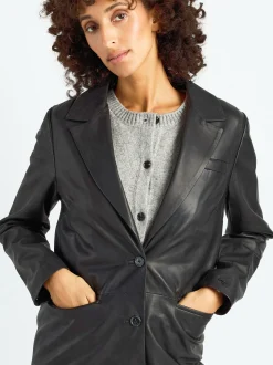 Maze Damen Ledermantel in schwarz