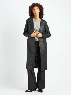 Maze Damen Ledermantel in schwarz