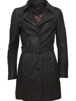 Maze Damen Ledermantel in schwarz
